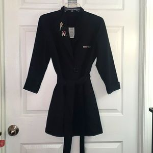 Mary Kay beauty coat- size small- black with pink Mary Kay stitching